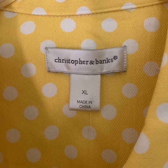 Christopher & Banks Yellow Polka Dot Button-Up Jacket – Sunshine Retro XL ☀️✨ - Picture 3 of 7